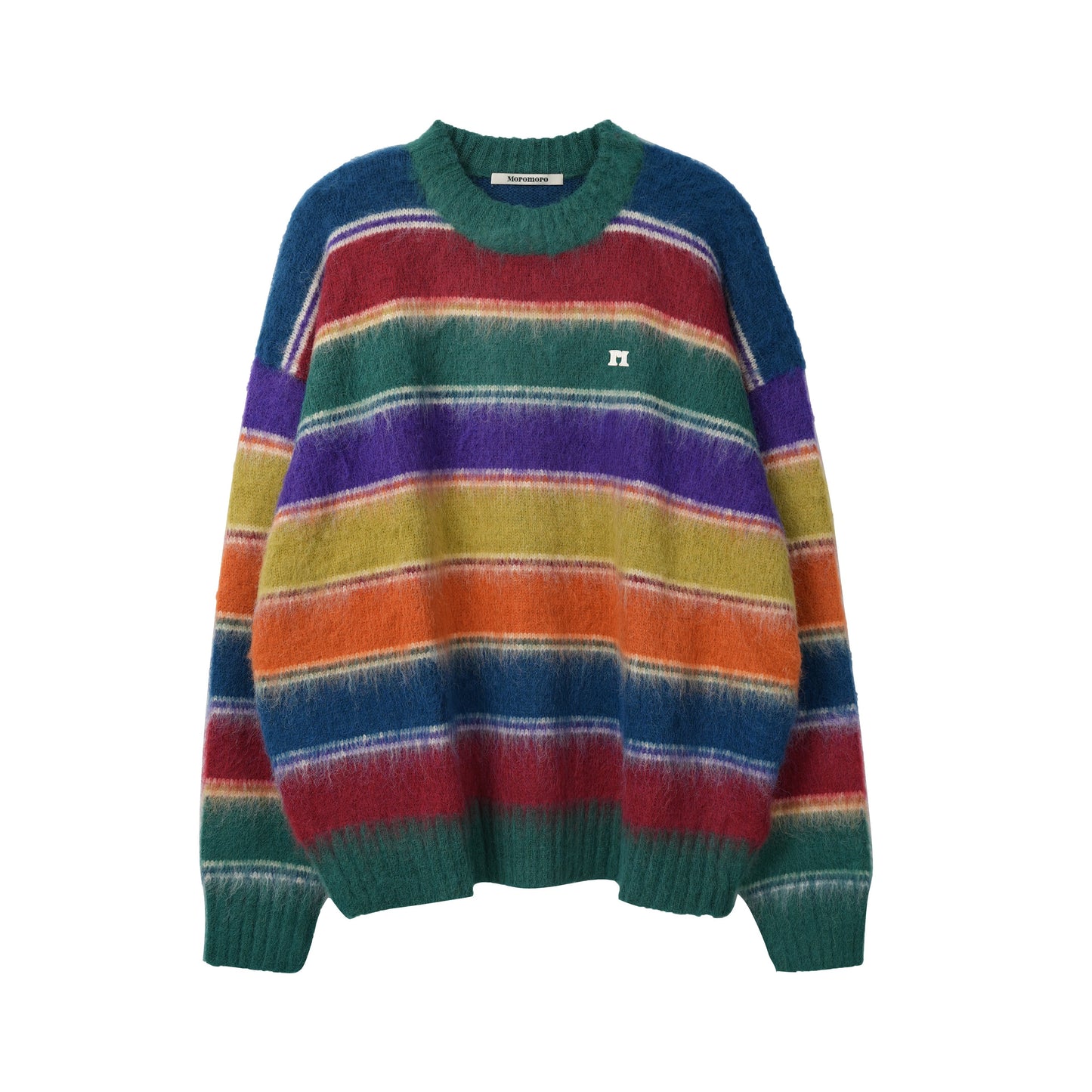 Color Stripe Fuzzy Knit Sweater