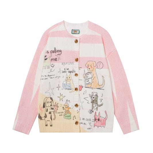 Doodle Paws Art Cardigan