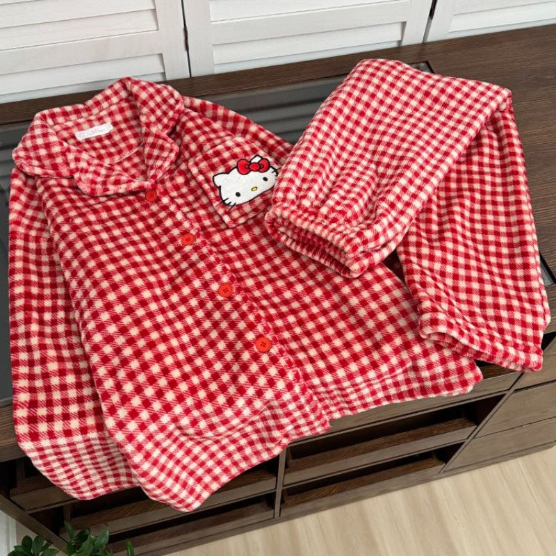 Cherry Gingham Fleece Pajama Set