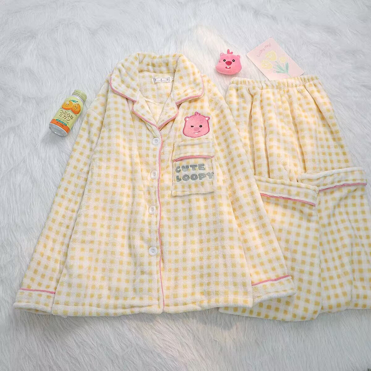 Cute Pig Plush Pajama Set