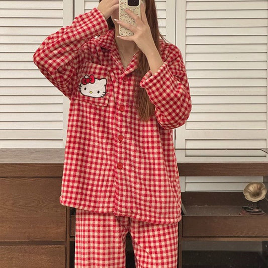 Cherry Gingham Fleece Pajama Set