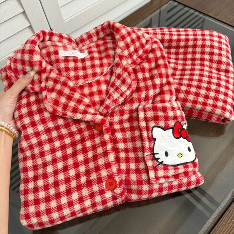 Cherry Gingham Fleece Pajama Set